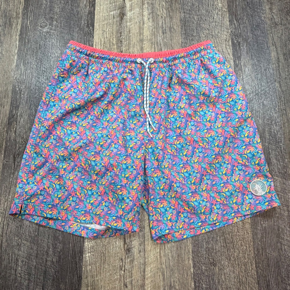 Chubbies Swim Trunks Mens XL Multicolor Floral 7 Inch Inseam Compression Liner
